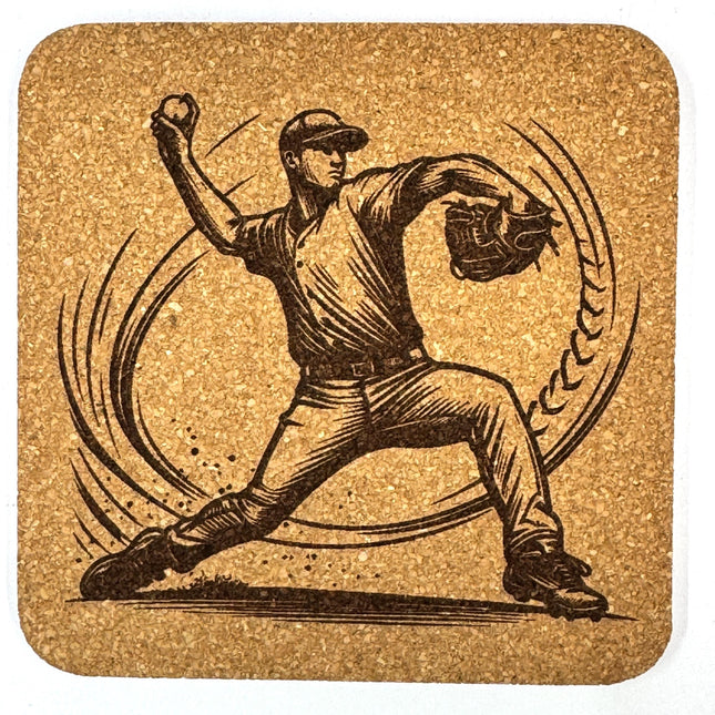 Baseball Coaster Set of 4, Vintage Sports Drink Coasters for Baseball Fans
