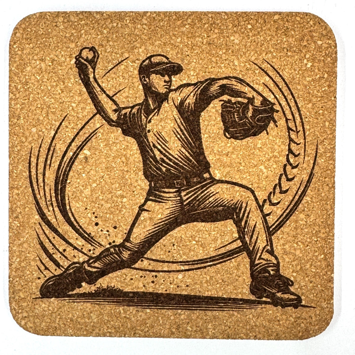 Baseball Coaster Set of 4, Vintage Sports Drink Coasters for Baseball Fans