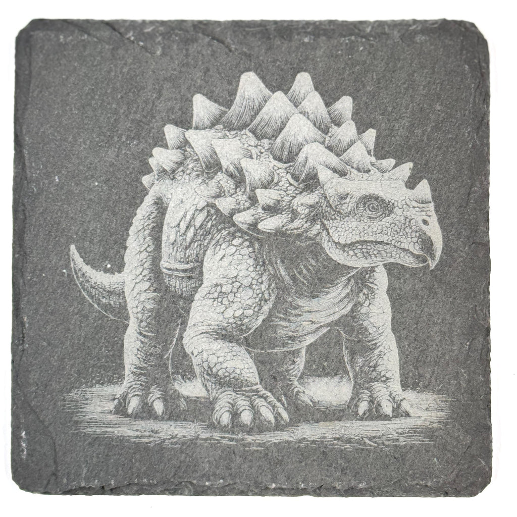 Dinosaur Slate Coaster Set of 4, Laser Engraved Prehistoric Drinkware Gift