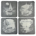Sailboat Slate Coaster Set of 4, Laser Engraved Nautical Drinkware Gift