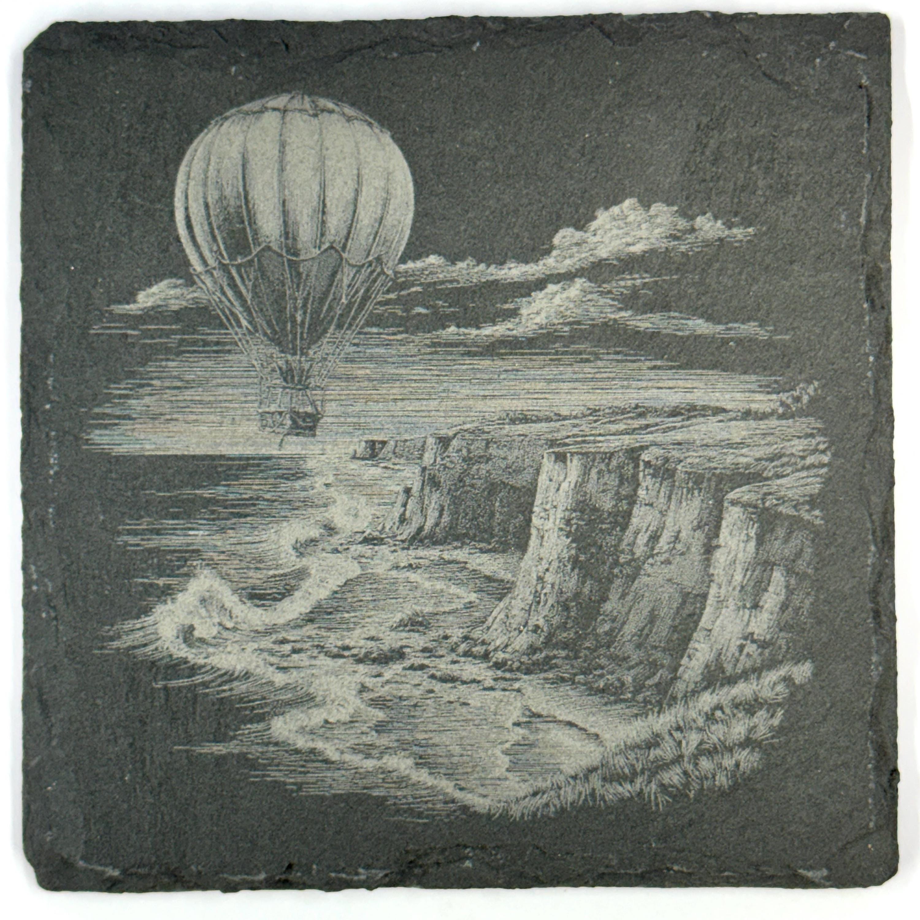 Hot Air Scenic Balloon Adventure Laser Engraved Slate Coaster Set of 4