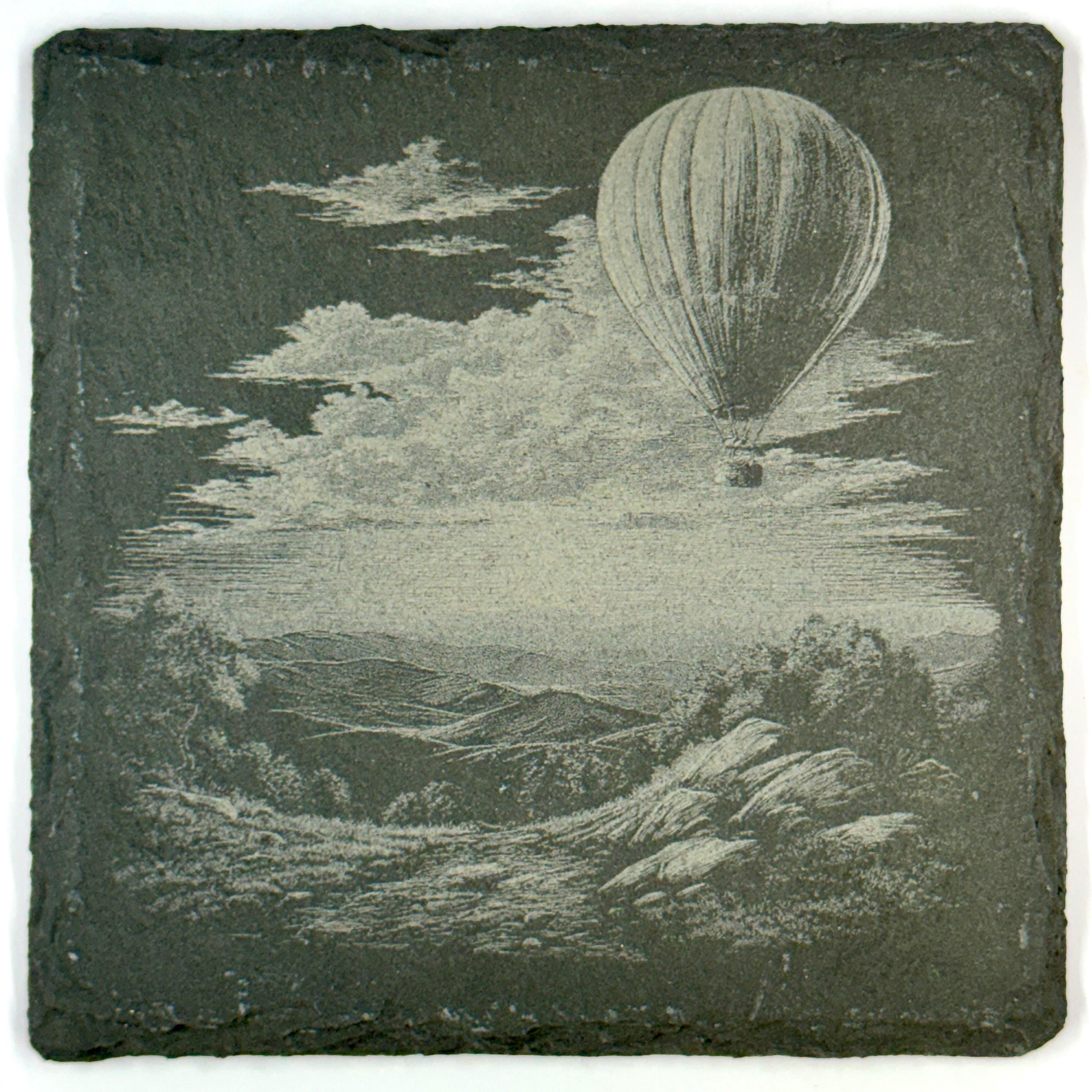 Hot Air Scenic Balloon Adventure Laser Engraved Slate Coaster Set of 4
