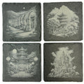 World Architecture Slate Coasters Set, Architectural Scenes from Across the Globe