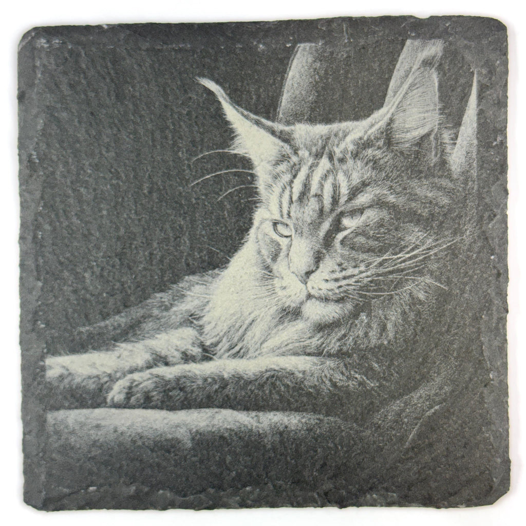 Peaceful Feline Cozy Cottage Cats, Set of 4 Laser Engraved Slate Coasters