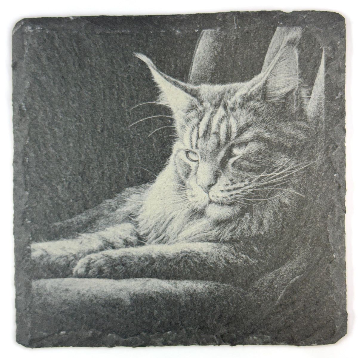 Peaceful Feline Cozy Cottage Cats, Set of 4 Laser Engraved Slate Coasters