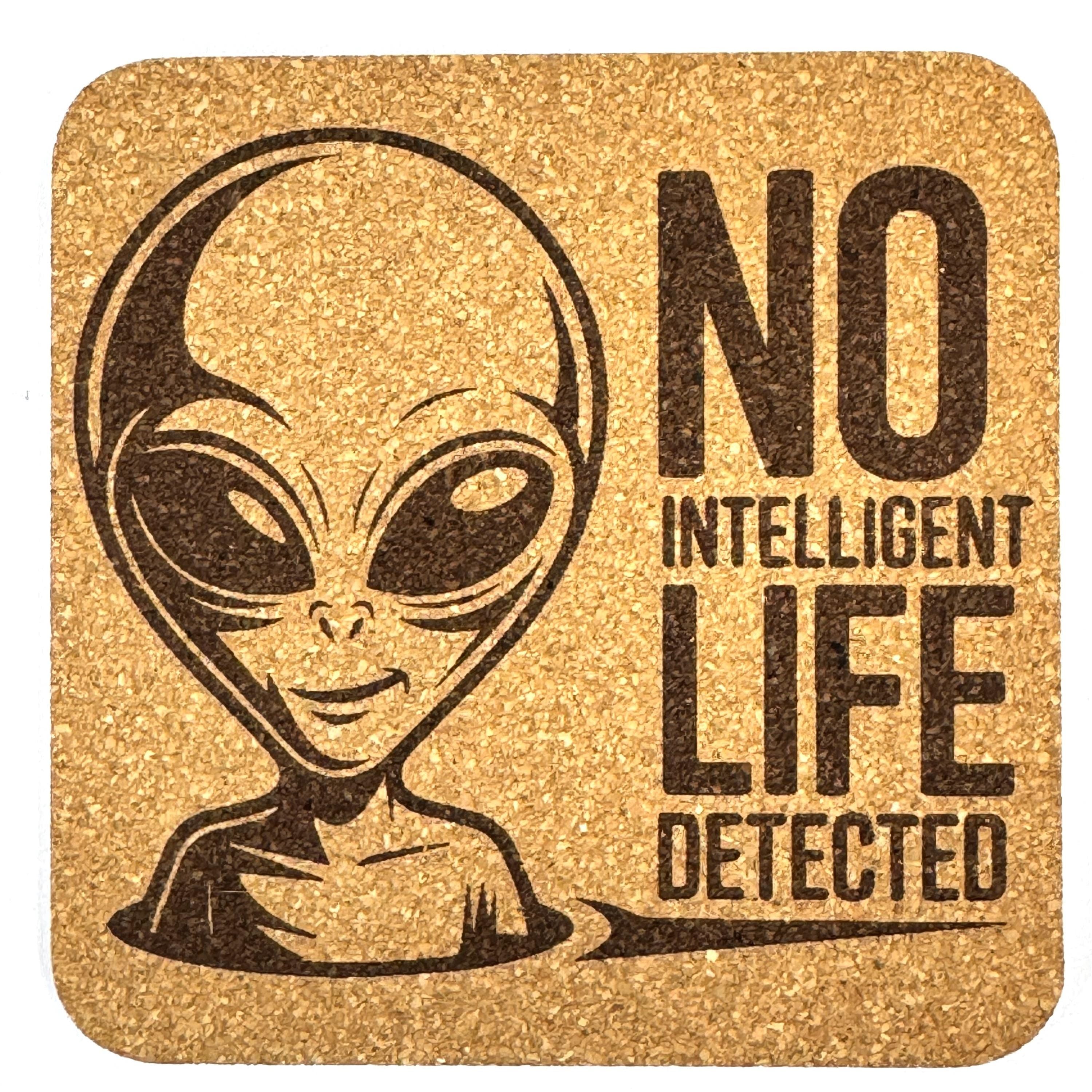 Funny Alien Cork Coaster Set, UFO Area 51 Sci-Fi Drink Coasters