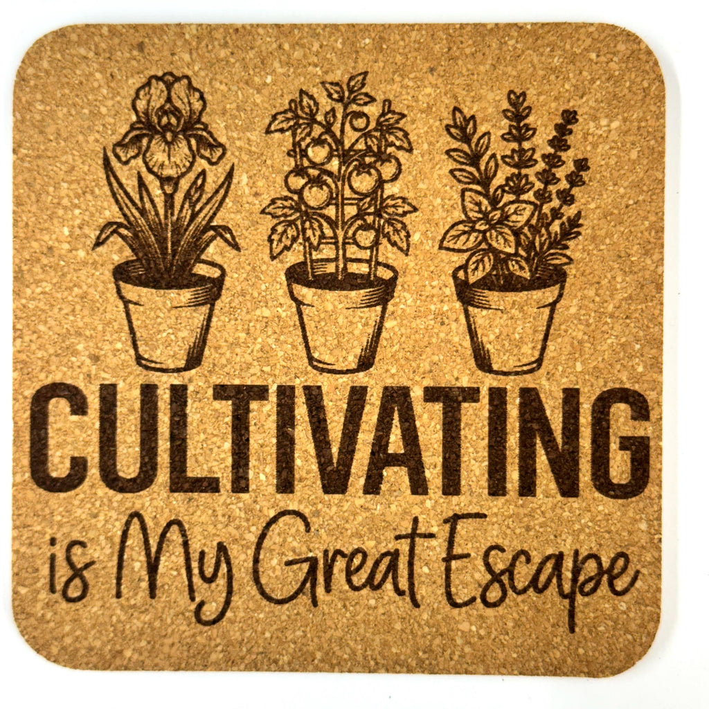 Gardening Cork Coaster Set, Funny Gift for Gardeners and Plant Lovers