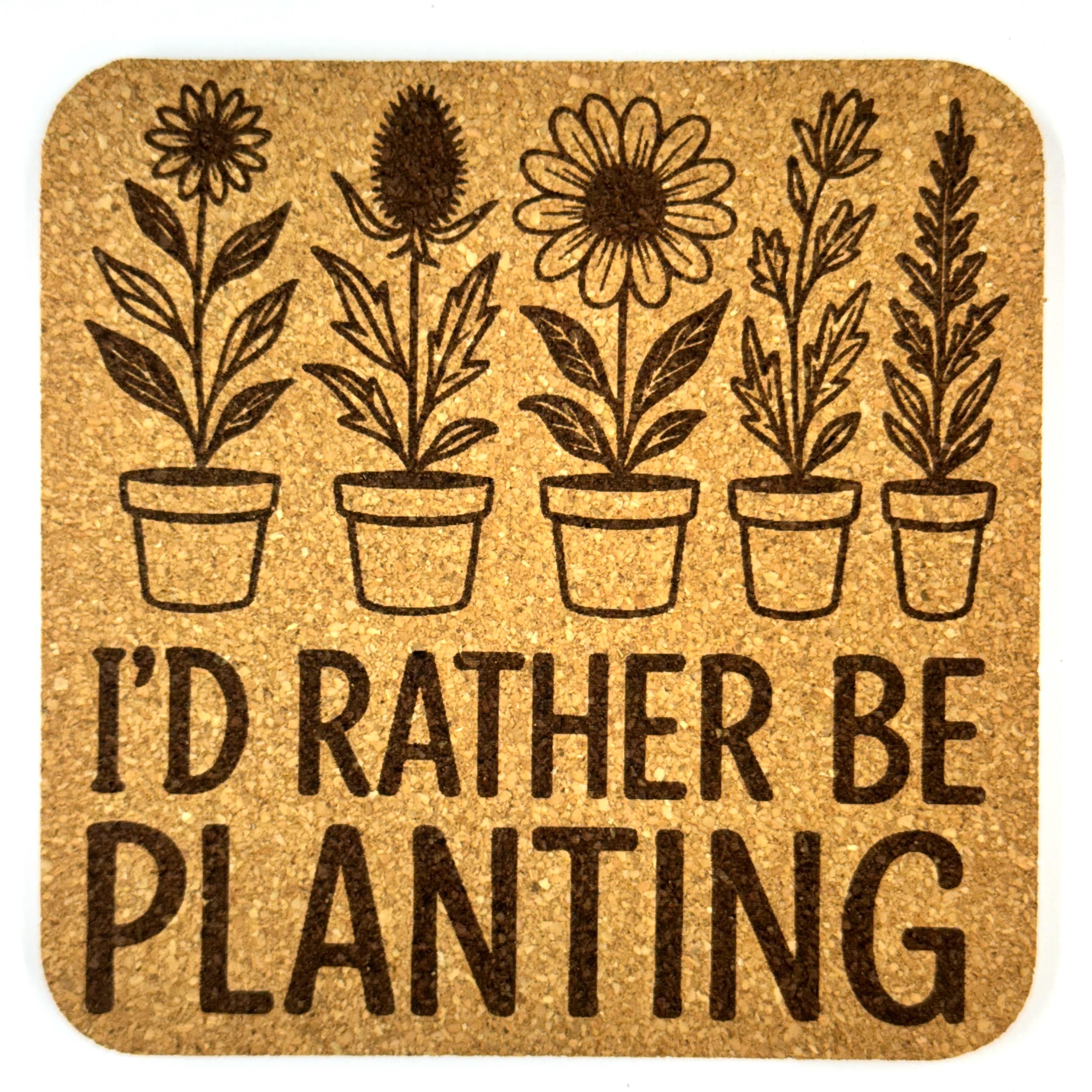 Gardening Cork Coaster Set, Funny Gift for Gardeners and Plant Lovers