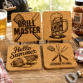 Grill Master Cork Coasters – Funny BBQ & Summer Bar Set
