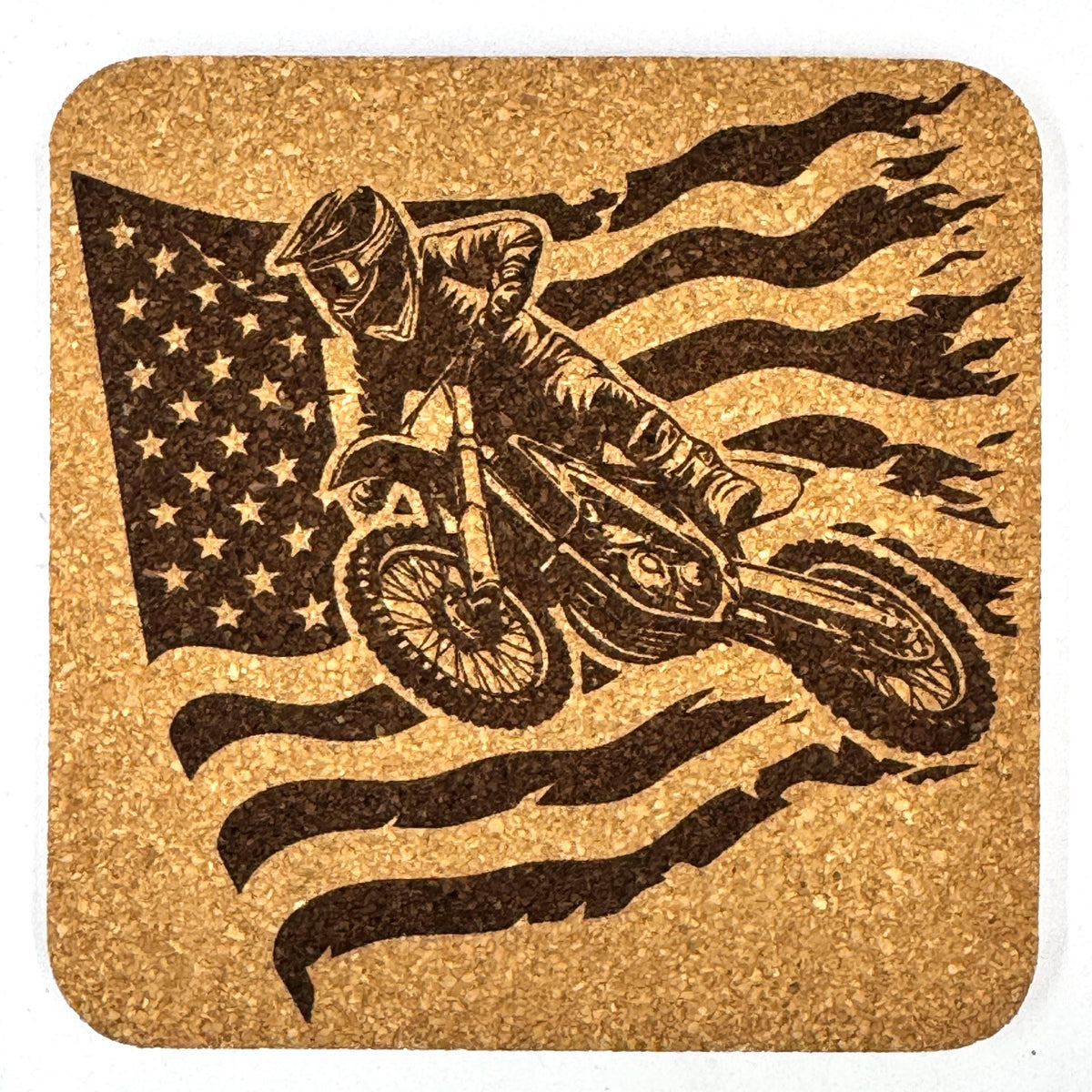 Motocross Dirt Bike Cork Coaster Set, Off Road Motorcycle Racing Gift