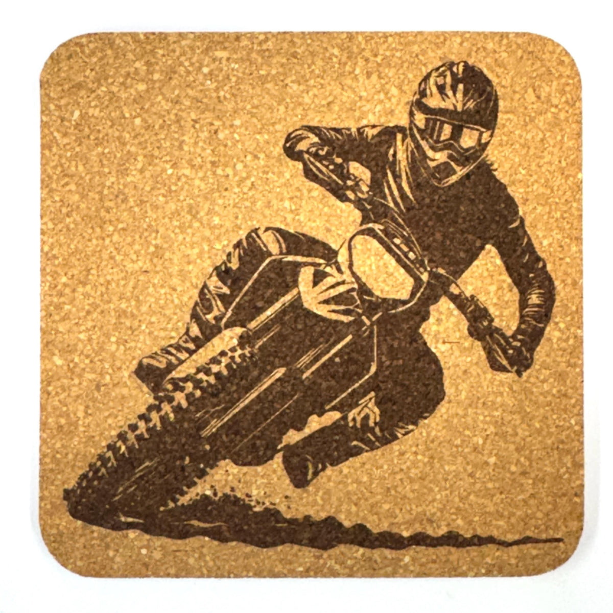 Motocross Dirt Bike Cork Coaster Set, Off Road Motorcycle Racing Gift