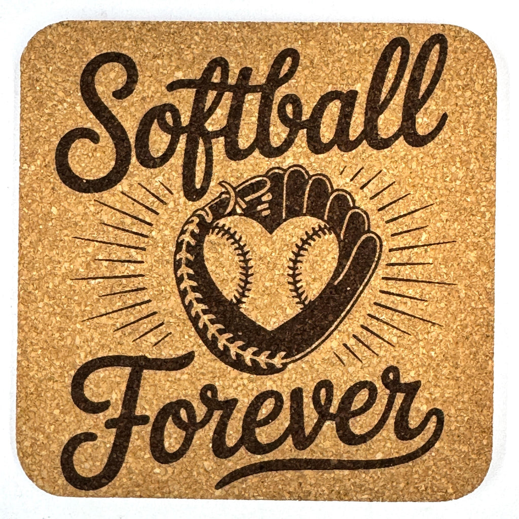 Softball Cork Coaster Set, Fastpitch Player Gift, Team Softball Decor
