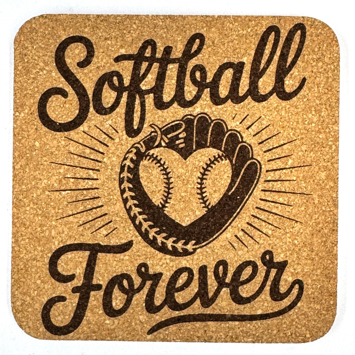 Softball Cork Coaster Set, Fastpitch Player Gift, Team Softball Decor