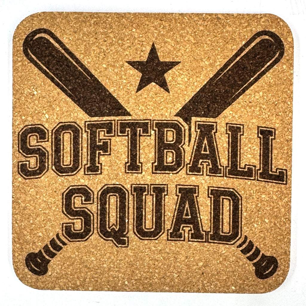 Softball Cork Coaster Set, Fastpitch Player Gift, Team Softball Decor