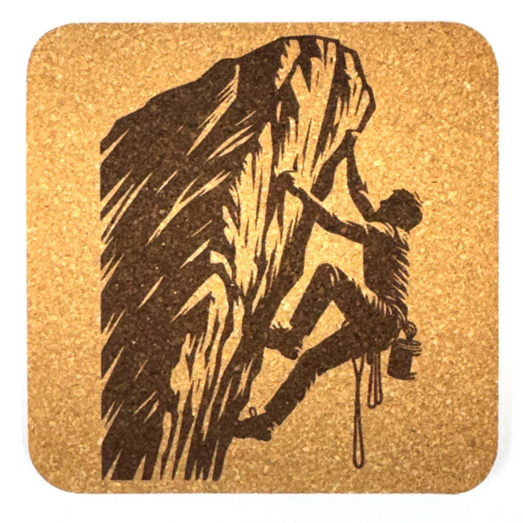 Rock Climbing Cork Coaster Set, Climber Gift, Mountain Adventure Decor