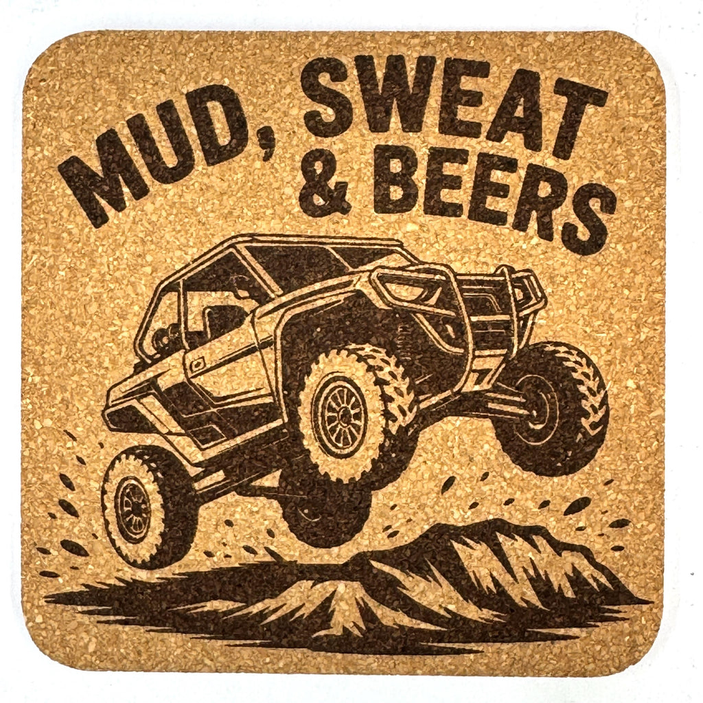 Off Road UTV Adventure, Set of 4 Laser Engraved Cork Coasters