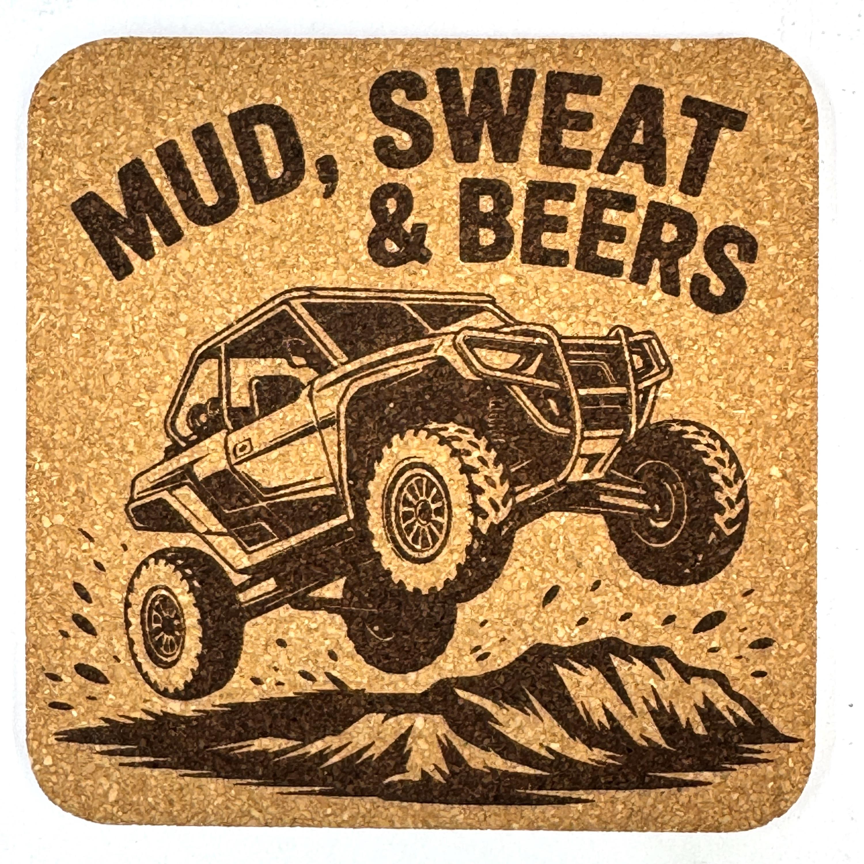 Off Road UTV Adventure, Set of 4 Laser Engraved Cork Coasters