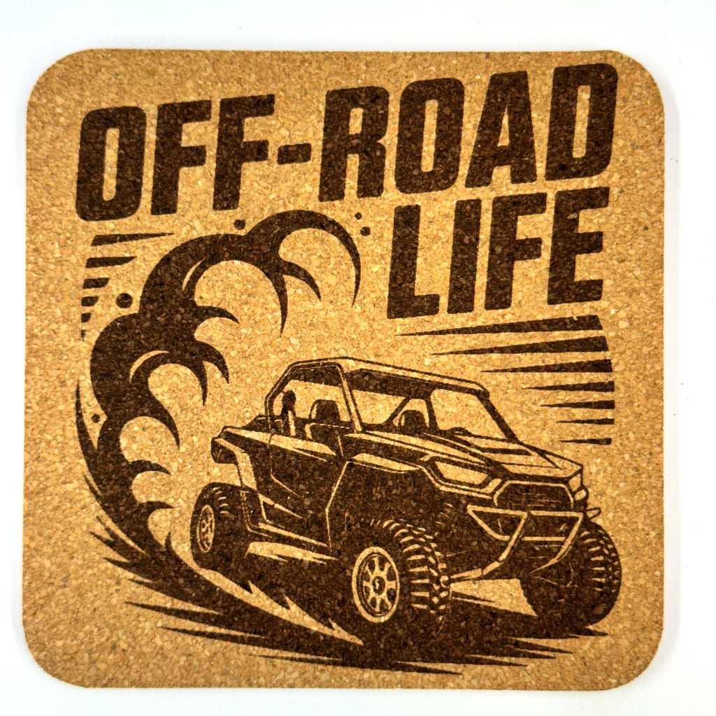 Off Road UTV Adventure, Set of 4 Laser Engraved Cork Coasters