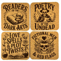 Dark Romance Book Lovers, Set of 4 Laser Engraved Cork Coasters