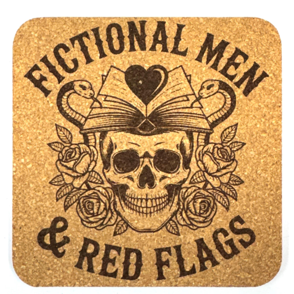 Dark Romance Book Lovers, Set of 4 Laser Engraved Cork Coasters