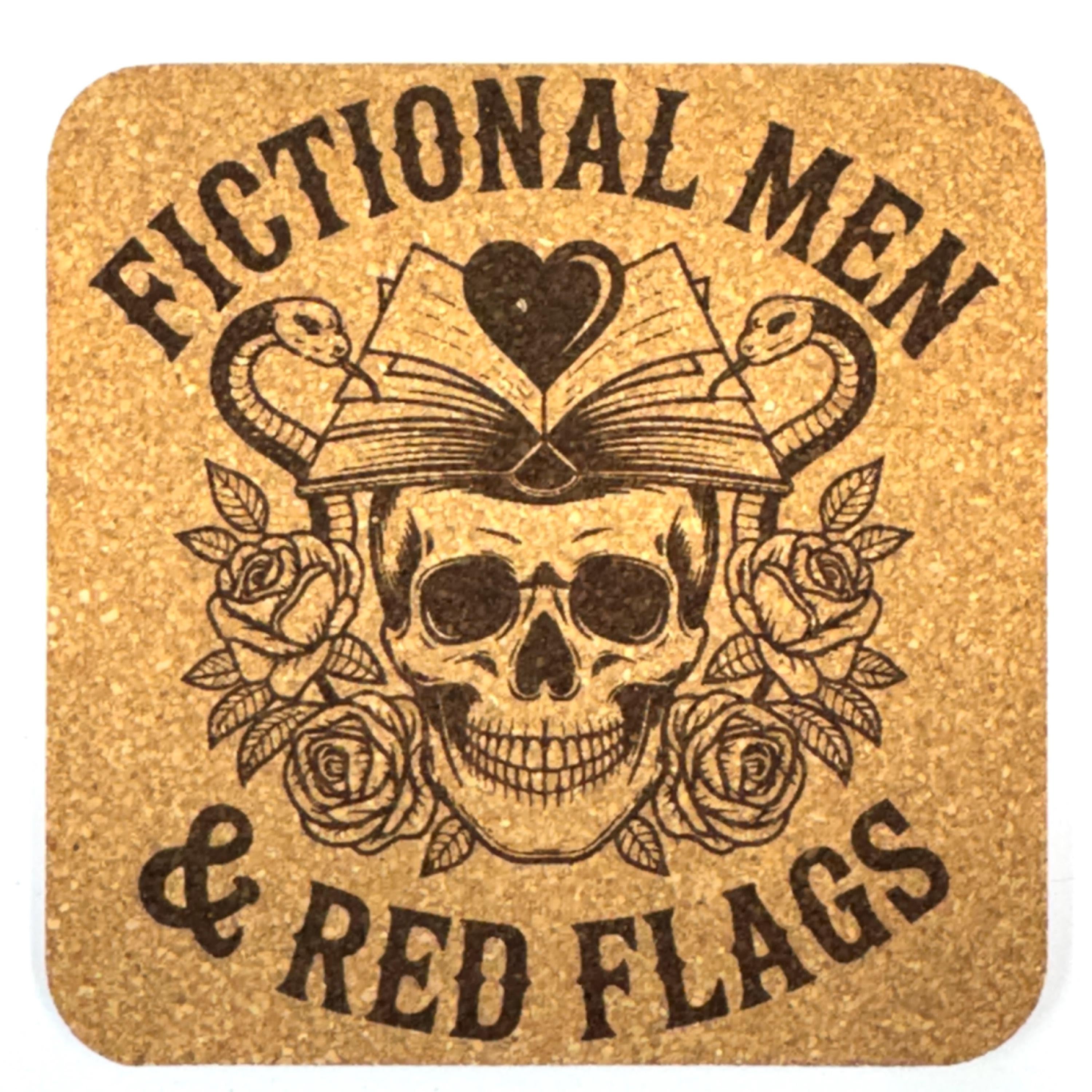 Dark Romance Book Lovers, Set of 4 Laser Engraved Cork Coasters