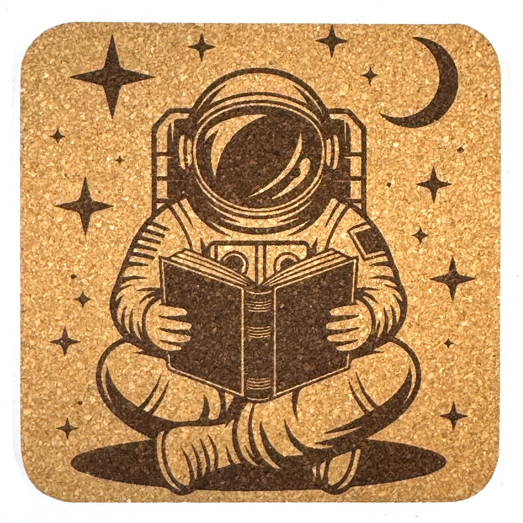 Fantasy Sci-Fi Readers, Set of 4 Laser Engraved Cork Coasters