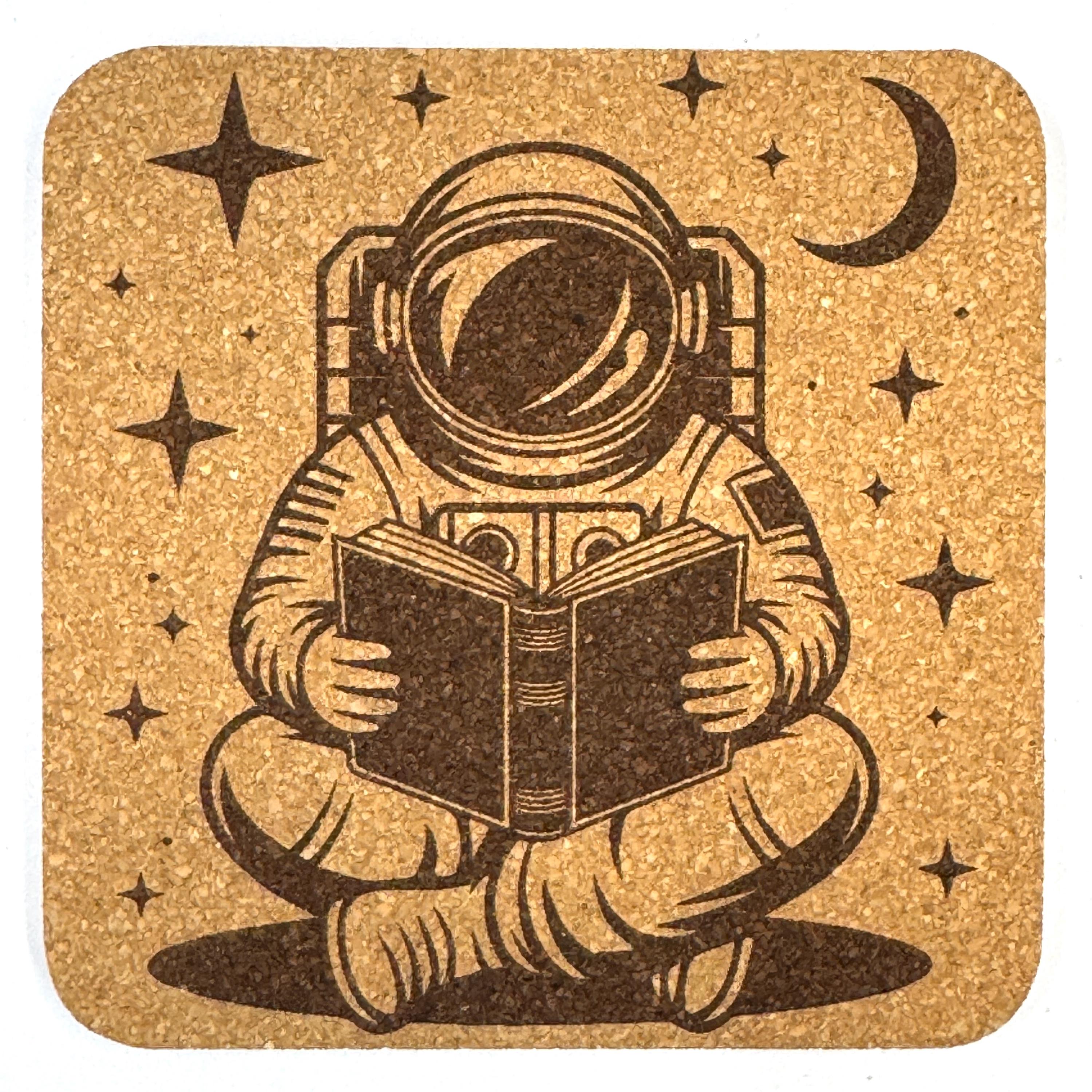 Fantasy Sci-Fi Readers, Set of 4 Laser Engraved Cork Coasters