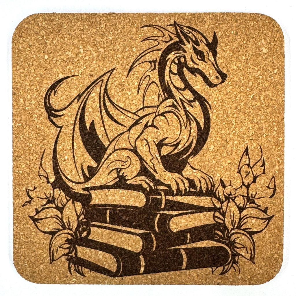 Enchanted Book Garden, Set of 4 Laser Engraved Cork Coasters