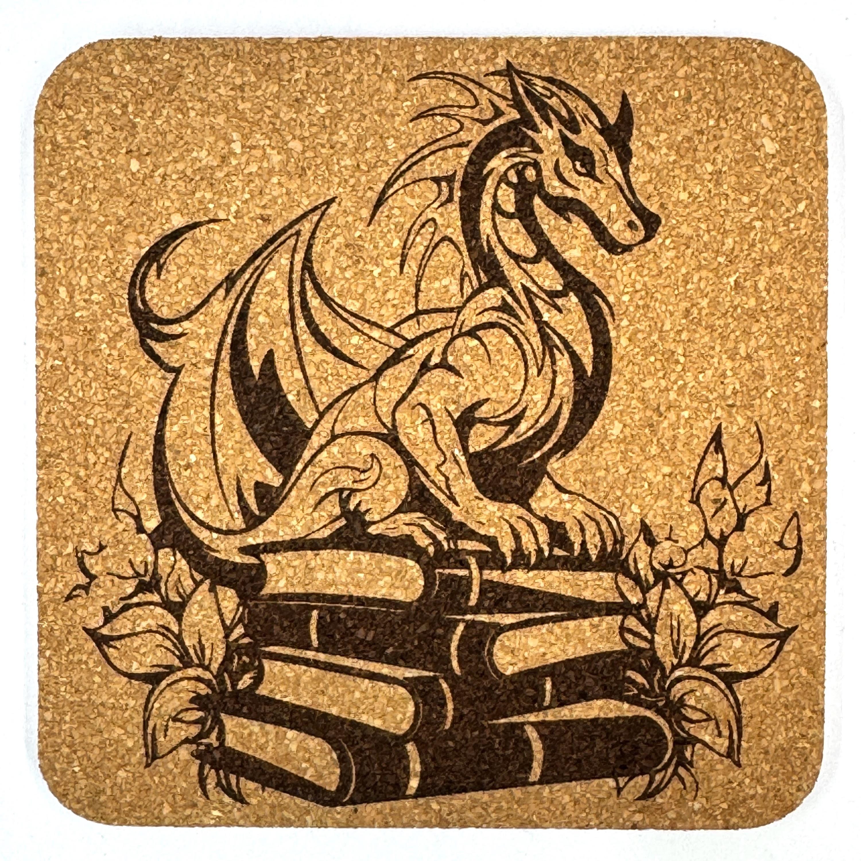 Enchanted Book Garden, Set of 4 Laser Engraved Cork Coasters
