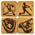 Baseball Coaster Set of 4, Vintage Sports Drink Coasters for Baseball Fans