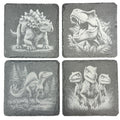 Dinosaur Slate Coaster Set of 4, Laser Engraved Prehistoric Drinkware Gift