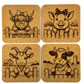 The Barnyard Welcoming Committee Has Arrived, Laser Engraved Cork Coaster Set of 4