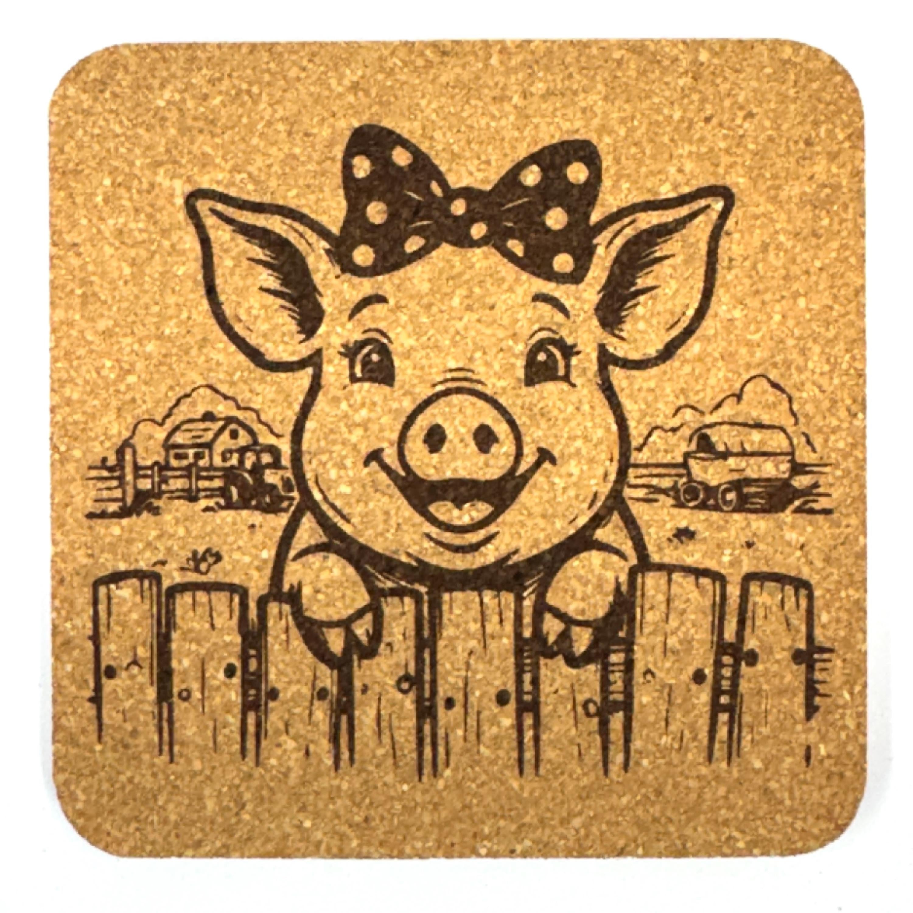 The Barnyard Welcoming Committee Has Arrived, Laser Engraved Cork Coaster Set of 4