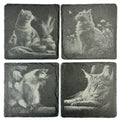 Peaceful Feline Cozy Cottage Cats, Set of 4 Laser Engraved Slate Coasters