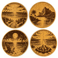 Tropical Beach Scenes Round Cork Coaster Set of 4 – Laser Engraved Coastal Drink Coasters