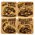 Off Road UTV Adventure, Set of 4 Laser Engraved Cork Coasters