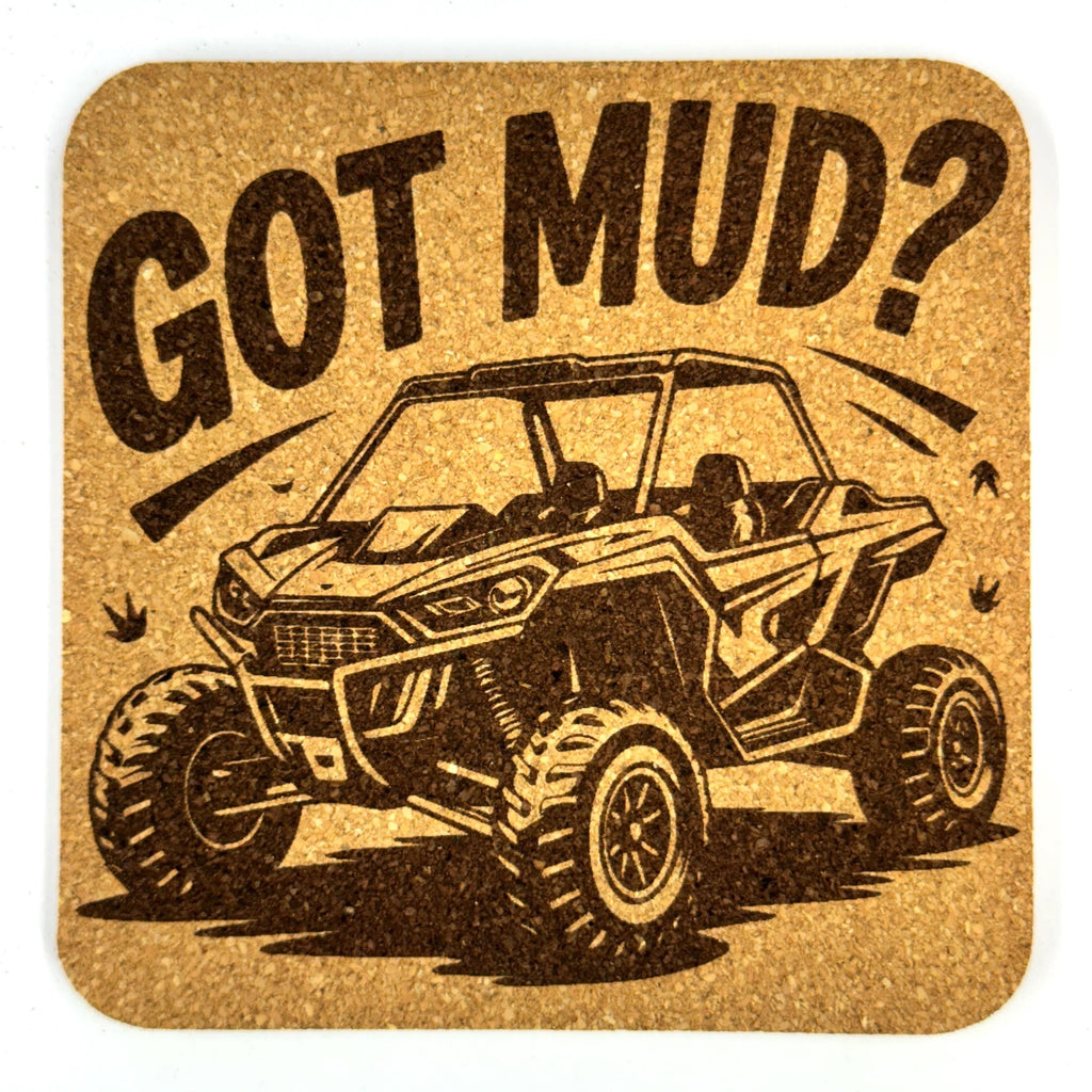 Off Road UTV Adventure, Set of 4 Laser Engraved Cork Coasters