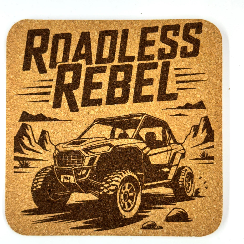 Off Road UTV Adventure, Set of 4 Laser Engraved Cork Coasters