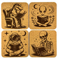 Fantasy Sci-Fi Readers, Set of 4 Laser Engraved Cork Coasters