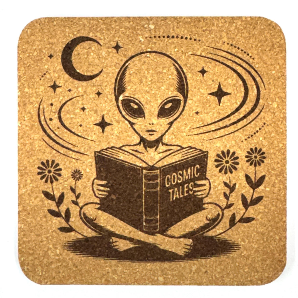 Fantasy Sci-Fi Readers, Set of 4 Laser Engraved Cork Coasters
