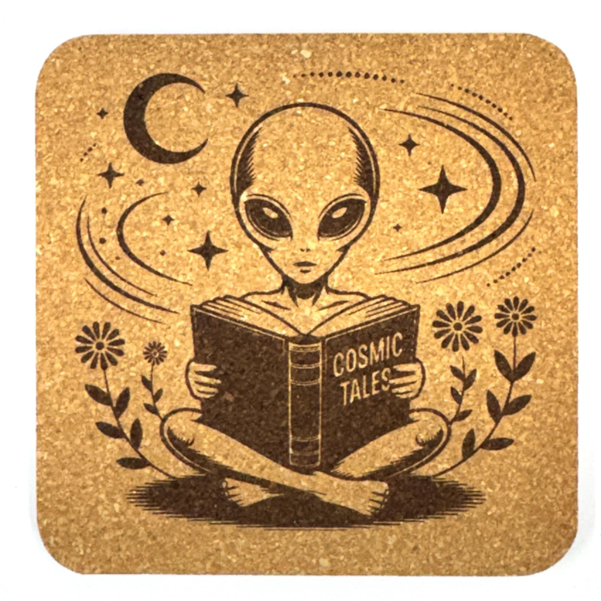 Fantasy Sci-Fi Readers, Set of 4 Laser Engraved Cork Coasters
