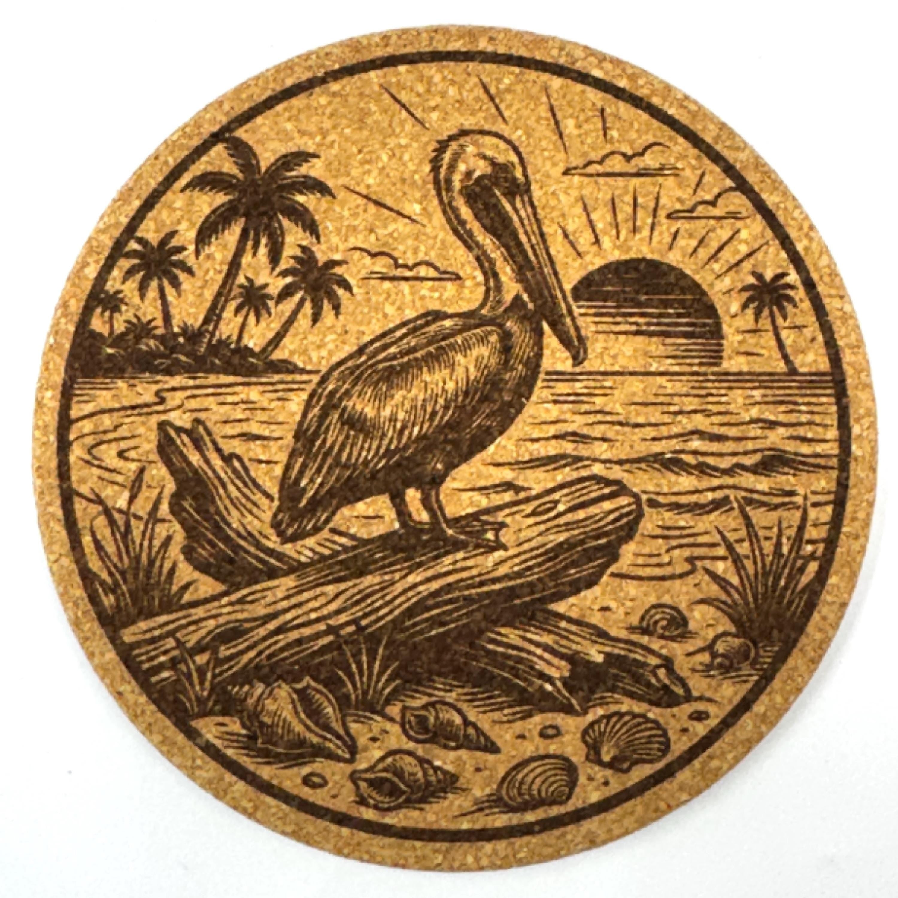 Beach Adventure Coastal Decor, Set of 4 Laser Engraved Cork Coasters