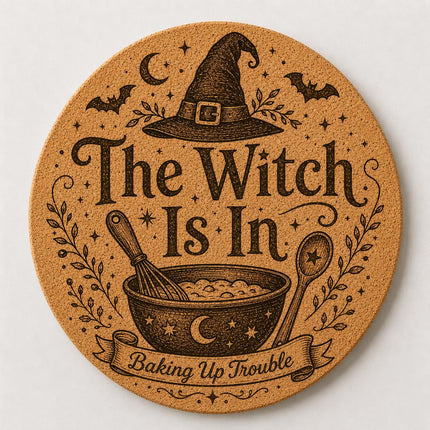 Halloween Cork Trivet, 8 Inch Laser Engraved Hot Pad, Fall Kitchen Decor