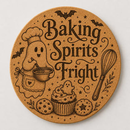 Halloween Cork Trivet, 8 Inch Laser Engraved Hot Pad, Fall Kitchen Decor
