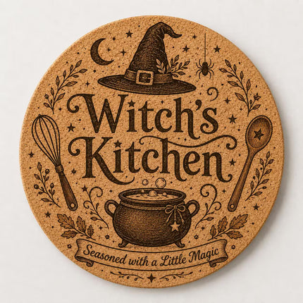Halloween Cork Trivet, 8 Inch Laser Engraved Hot Pad, Fall Kitchen Decor
