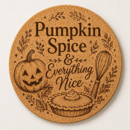 Halloween Cork Trivet, 8 Inch Laser Engraved Hot Pad, Fall Kitchen Decor