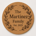 Custom or Pre-Designed 8" Cork Trivet – Laser Engraved Round Hot Pad – Personalized Kitchen Gift