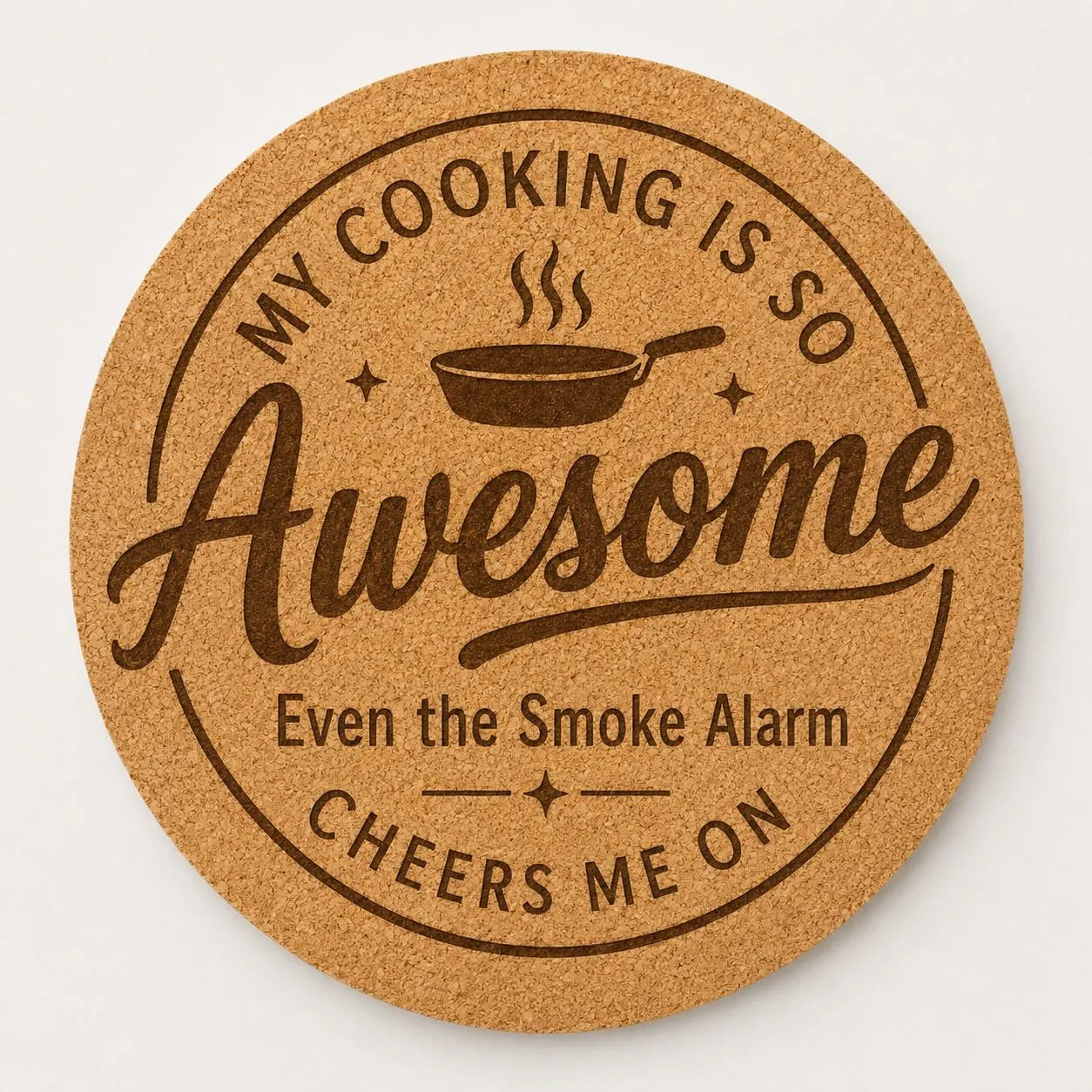 Custom or Pre-Designed 8" Cork Trivet – Laser Engraved Round Hot Pad – Personalized Kitchen Gift