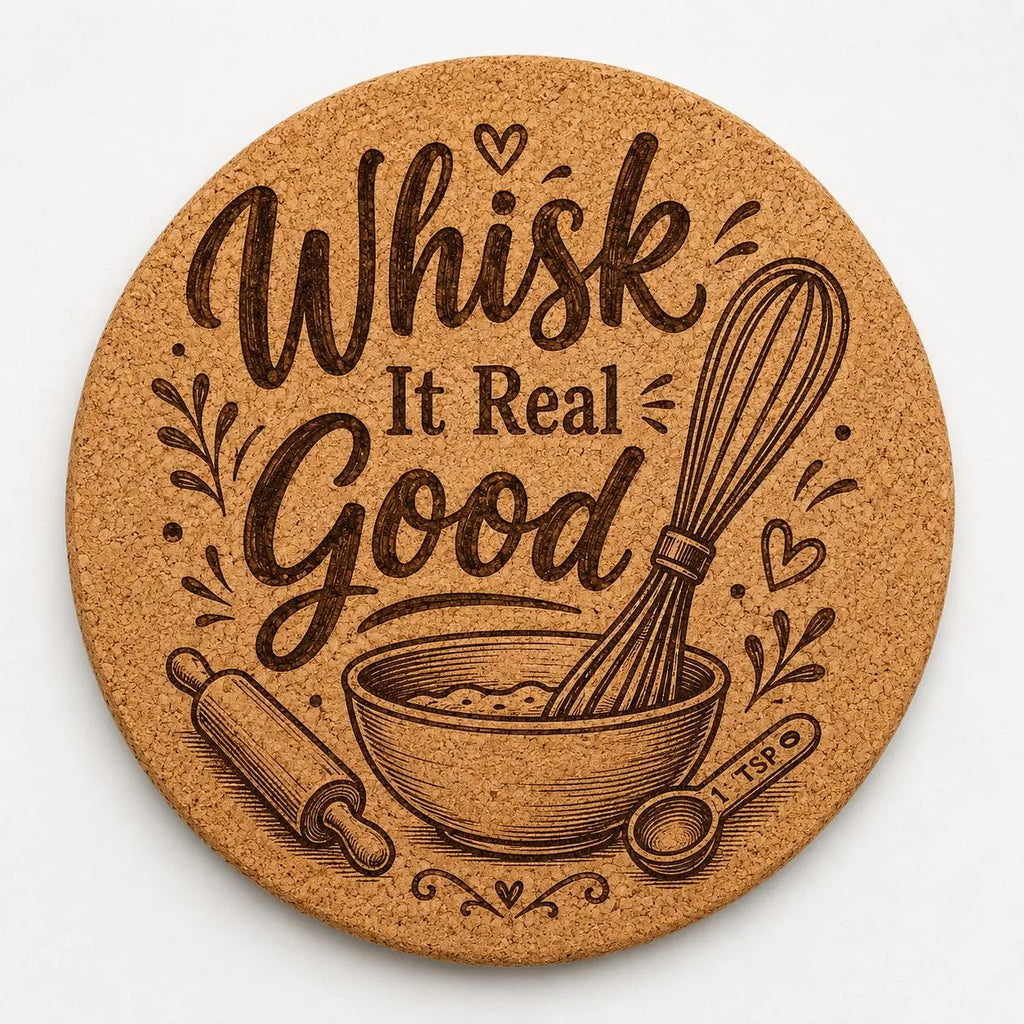Custom or Pre-Designed 8" Cork Trivet – Laser Engraved Round Hot Pad – Personalized Kitchen Gift