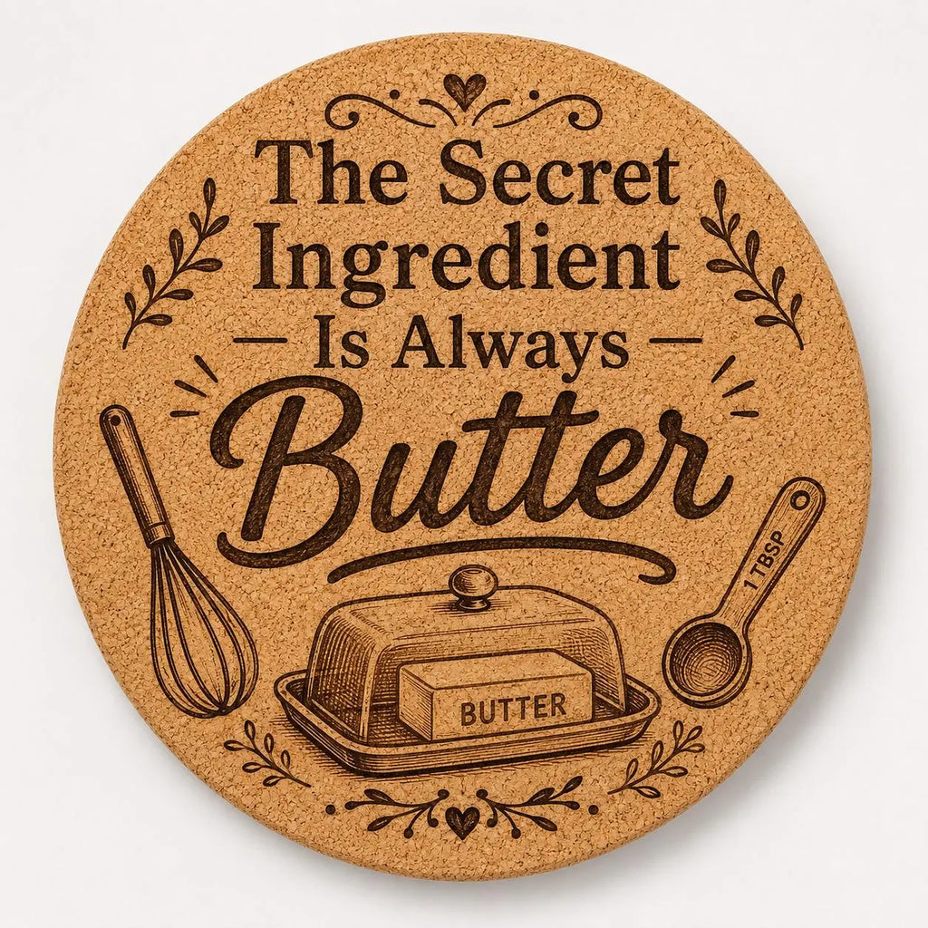 Custom or Pre-Designed 8" Cork Trivet – Laser Engraved Round Hot Pad – Personalized Kitchen Gift